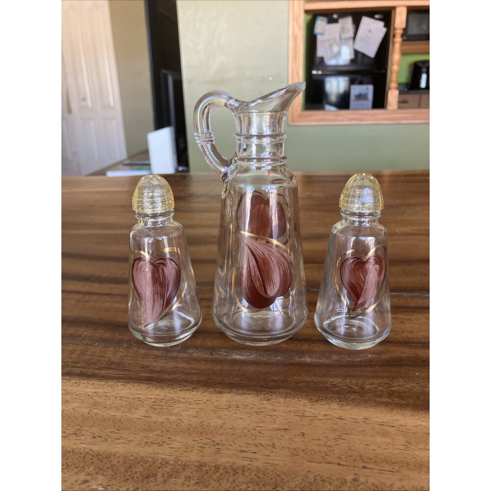 Vintage Anchor-Hocking Glass Salt, Pepper & Oil Cruet Set